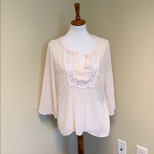 Boho Blue cream “polka dot” blouse